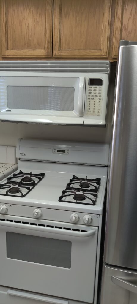 Old microwave and stove