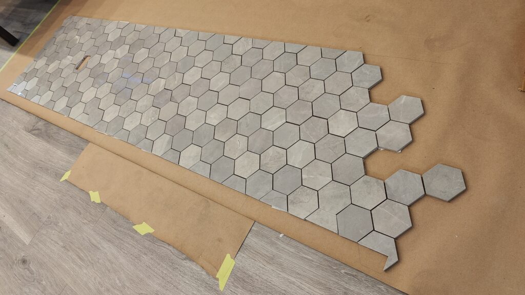 Kitchen backsplash layout on the ground